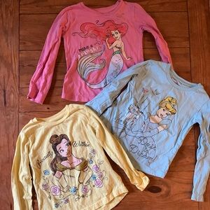 Disney Belle, Cinderella, Little Mermaid long sleeve tee bundle 5T